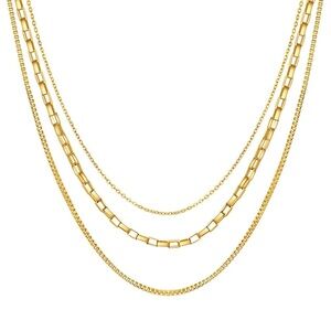 Triple chain , 18K GOLD PLATED STEEL